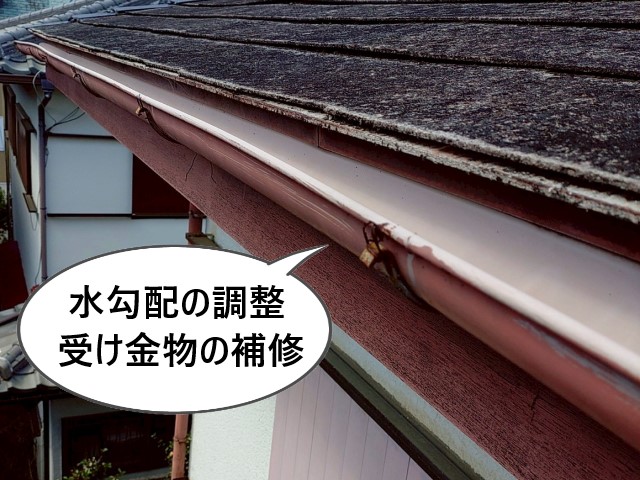 軒樋　水勾配調整　金物補修